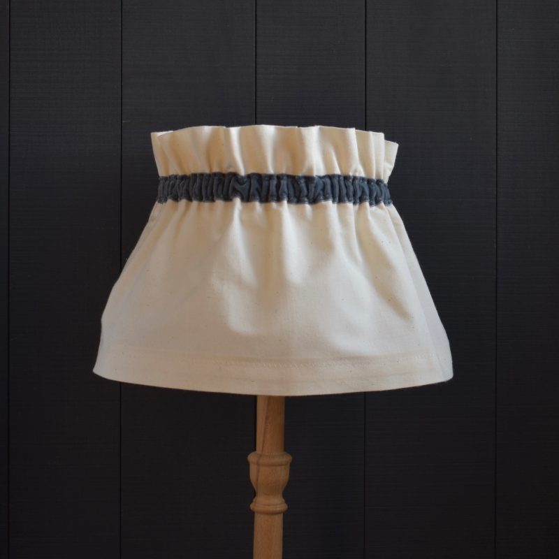 Dolly Cream Scrunchie Lampshade with a Grey velvet trim